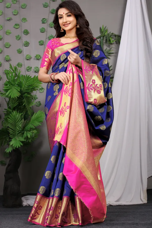 NAVY_BLUE_ZARI_WORK_PATOLA_SILK_SAREE